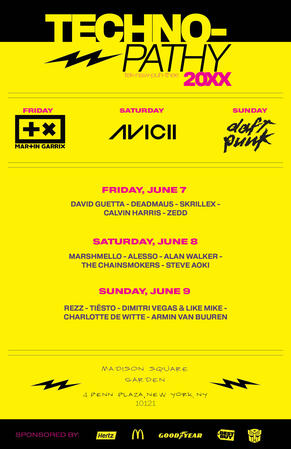 Technopathy 20XX Line-Up Poster (Hypothetical EDM Festival)